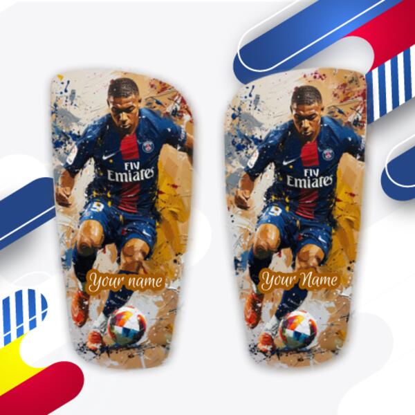 Personalised Kylian Mbappé Shin Pads - Custom Football Shin Guards with Your Name Thumbnail
