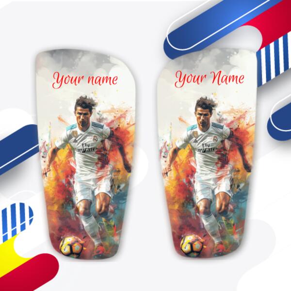 Personalised Cristiano Ronaldo Shin Pads - Custom Football Shin Guards with Your Name b4 Thumbnail