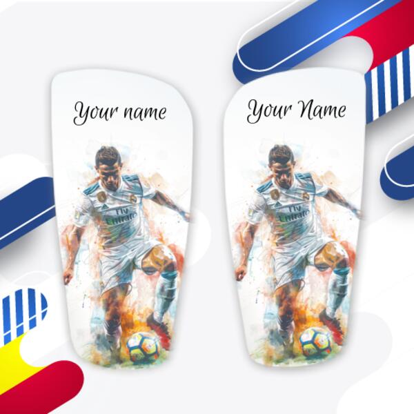 Personalised Cristiano Ronaldo Shin Pads - Custom Football Shin Guards with Your Name b6 Thumbnail