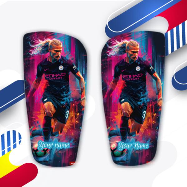 Personalised Erling Haaland Shin Pads - Custom Football Shin Guards with Your Name 3 Thumbnail