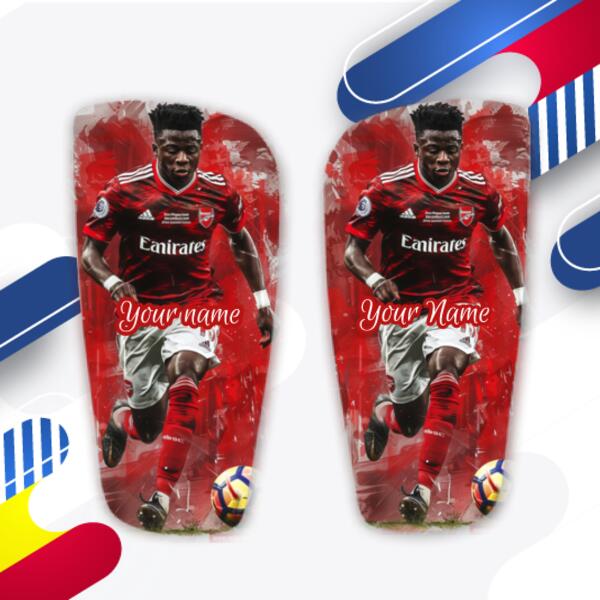 Personalised Bukayo Saka Shin Pads - Custom Football Shin Guards with Your Name 3 Thumbnail